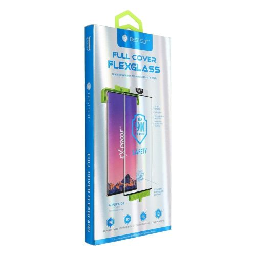 Bestsuit Rugalmas hibrid üvegfólia 5D Samsung Galaxy S21+, fekete (Hot Bending) működő ujjlenyomat-olvasó