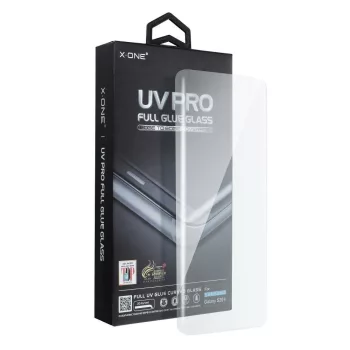   X-ONE UV teljes kijelzős edzett üvegfólia Samsung Galaxy S21 Ultra (tokbarát) ujjlenyomat-érzékelővel működik