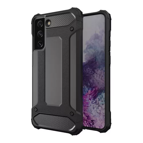 Hybrid Armor Tough Rugged ütésálló tok Samsung Galaxy S21, fekete