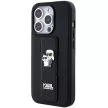 Karl Lagerfeld KLHCP14LGSAKCPK Gripstand Saffiano Karl&Choupette Pins case for iPhone 14 Pro iPhone 14 Pro 6.1", hátlap, tok, fekete
