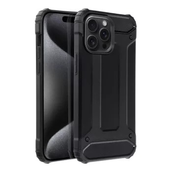   Hybrid Armor Tough Rugged ütésálló tok iPhone 15 Pro Max, fekete