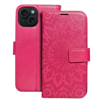   MEZZO Book case, oldalra nyíló tok iPhone 15 mandala, rózsaszín