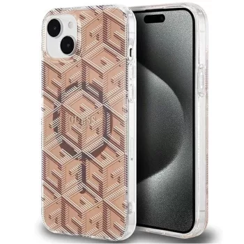   Guess IML GCube MagSafe hátlap, tok iPhone 15 Plus/14 Plus, barna