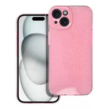   Blink Clear Case IPHONE 15 2mm csillámos szilikon hátlap, tok, rózsaszín