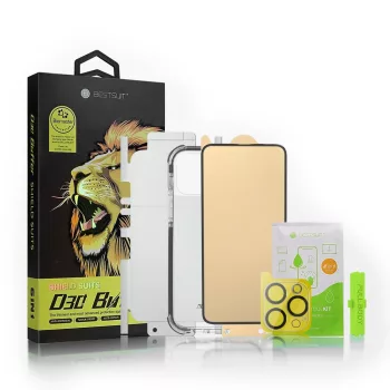   Bestsuit 6 db-os készlet iPhone 13 Mini (tok/flexi edzett üveg/hátlapi fólia/kamera lencse védő/tisztítókendő/applikátor)
