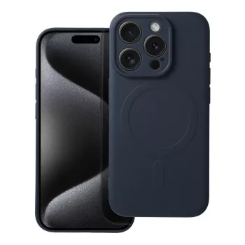   SILICONE MAG COVER tok, MagSafe iPhone 15 Pro, kék, sötétszürke