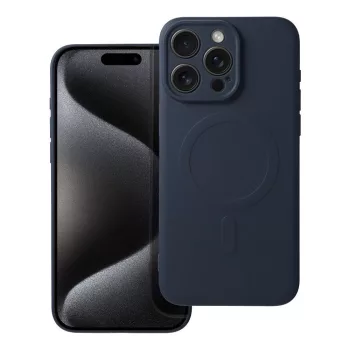   SILICONE MAG COVER tok, MagSafe iPhone 15 Pro Max, kék, sötétszürke