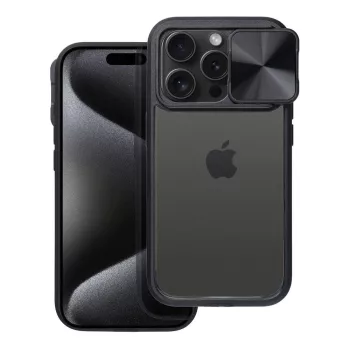   SLIDER kameravédős, ütésálló tok iPhone 15 Plus, fekete