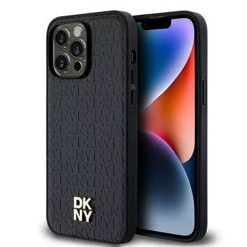   DKNY case for IPHONE 13 Pro Magsafe hátlap, tok DKHMP13LPSHRPSK Repeat Pattern W/Stack Logo, fekete