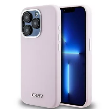   DKNY case for IPHONE 14 Pro Magsafe hátlap, tok DKHMP14LSMCHLP W/Horizontal Metal Logo, rózsaszín