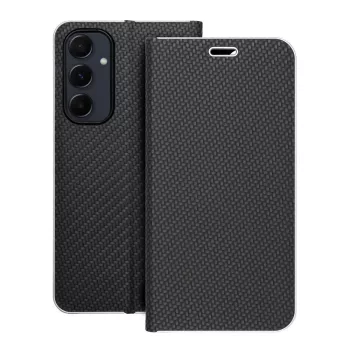 LUNA Book Carbon oldalra nyíló tok SAMSUNG A55 5G, fekete
