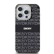 DKNY case for IPHONE 13 Pro Magsafe hátlap, tok DKHMP13LHRHSEK Repeat Texture Pattern W/ Stripe, fekete