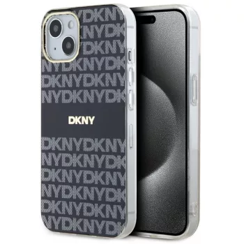   DKNY case for IPHONE 14 Magsafe hátlap, tok DKHMP14SHRHSEK Repeat Texture Pattern W/ Stripe, fekete