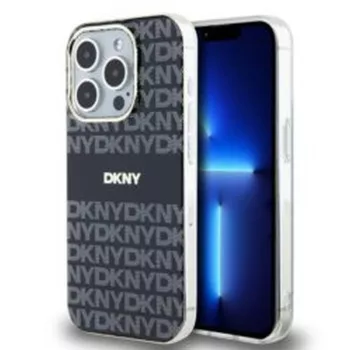   DKNY case for IPHONE 14 Pro Magsafe hátlap, tok DKHMP14LHRHSEK Repeat Texture Pattern W/ Stripe, fekete