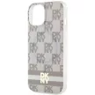 DKNY case for IPHONE 14 Magsafe hátlap, tok DKHMP14SHCPTSE Checkered Pattern W/Printed Stripes, bézs