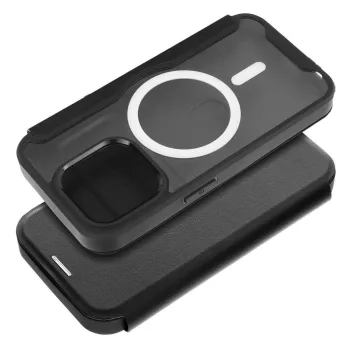   SMART MAG Book oldalra nyíló tok MagSafe iPhone 14 Plus, fekete