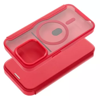   SMART MAG Book oldalra nyíló tok MagSafe iPhone 15 Pro, piros
