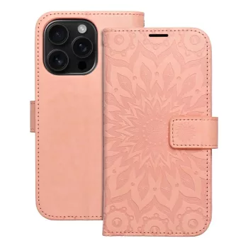MEZZO Könyv tok iPhone 16 Pro Mandala, rózsaszín