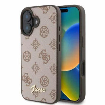   Guess hátlap, tok iPhone 16 MagSafe GUHMP16SPGPYSW (PU Peony Script), barna