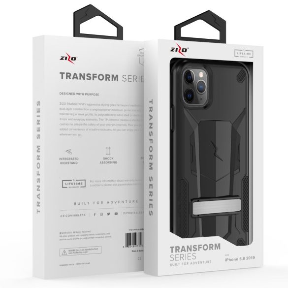 Zizo Transform Case iPhone 11 Pro ütésálló hátlap, tok, kitámasztóval, fekete