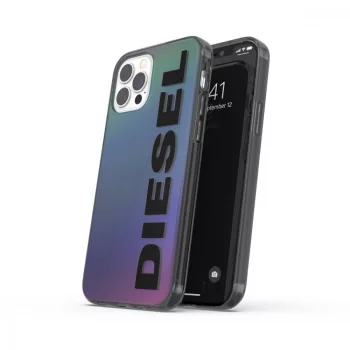   Diesel Snap Case Holographic Black Logo iPhone 12/12 Pro hátlap, tok, mintás, színes