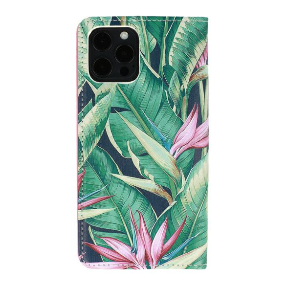 Smart Book Flower Green iPhone 11 oldalra nyíló tok, színes