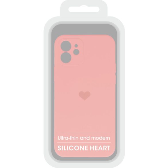 Silicone Heart Case iPhone 11 hátlap, tok, rózsaszín