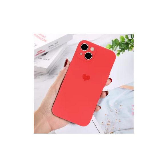 Vennus Silicone Heart Case iPhone 12 Pro hátlap, tok, piros