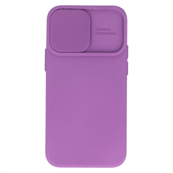 Silicone Camshield iPhone 14 Pro Max hátlap, tok, lila