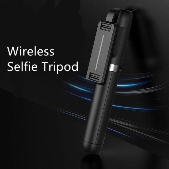 Mini Tripod P50 Bluetooth selfie stick, szelfi bot, háromlábú kitámasztó funkcióval, távirányítóval, fekete