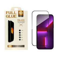   iPhone 14 5D Full Glue teljes kijelzős edzett üvegfólia (tempered glass) 9H keménységű, fekete