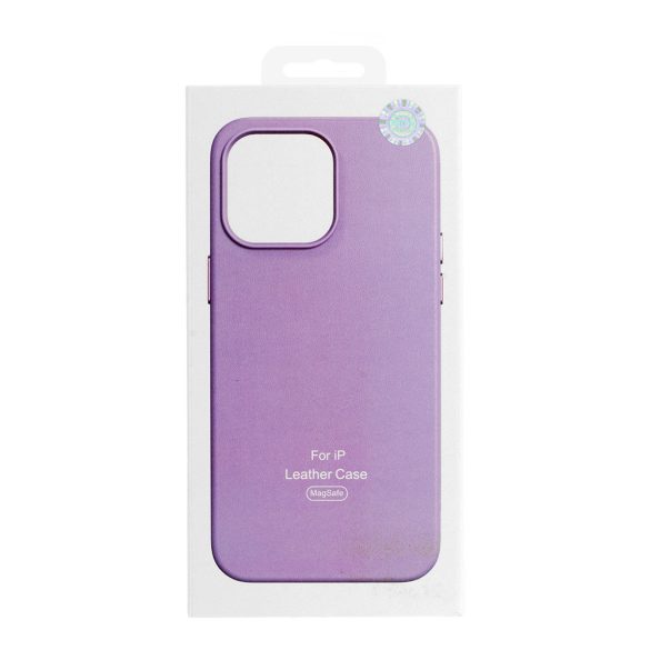 Magsafe Leather Case iPhone 14 Magsafe kompatibilis műbőr hátlap, tok, lila