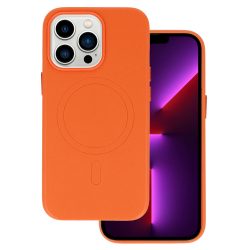   Magsafe Leather Case iPhone 14 Magsafe kompatibilis műbőr hátlap, tok, narancssárga