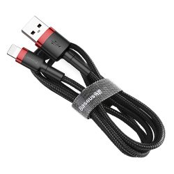   Baseus Cafule CALKLF-A19 USB/lightning adat- és töltőkábel, 2.4A, 0.5m, fekete-piros