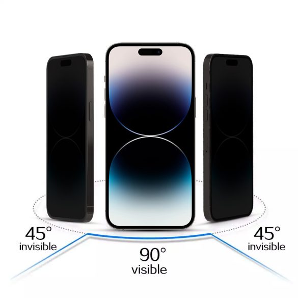 Samsung Galaxy S23 Ultra 3D Privacy Glass betekintés védett teljes kijelzős edzett üvegfólia (tempered glass) 9H keménységű, fekete
