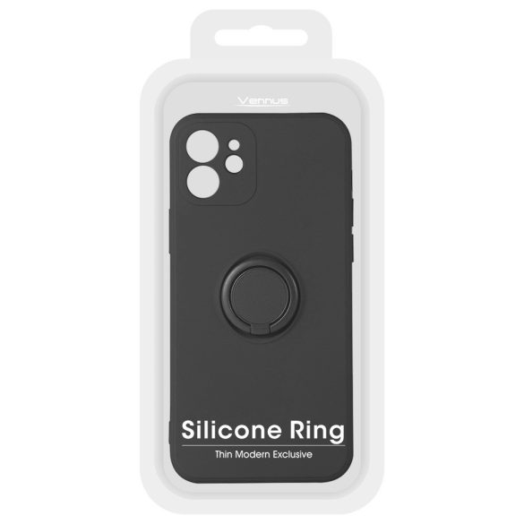 Silicone Ring iPhone 7/8/SE (2020/2022) hátlap, tok, fekete