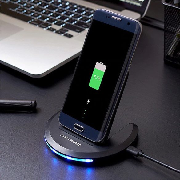U8 Wireless Charger Qi, MagSafe kompatibilis vezeték nélküli asztali töltő, gyorstöltő, 2.1A,, fekete