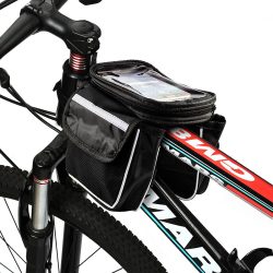   Univerzális biciklis táska telefon tartóval: 6"-ig, fekete