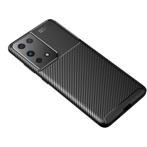 Carbon Fiber Samsung Galaxy S21 Ultra hátlap, tok, fekete