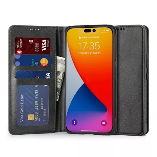 Tech-Protect Wallet Magnet iPhone 14 Plus hátlap, tok, fekete