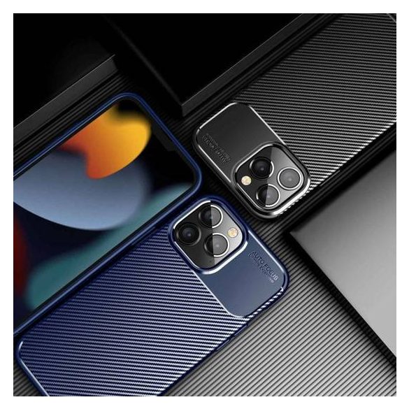 Carbon Fiber iPhone 14 Pro Max ütésálló hátlap, tok, fekete