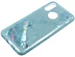 Glitter Case Blue Flower Samsung Galaxy A7 (2018) hátlap, tok, kék