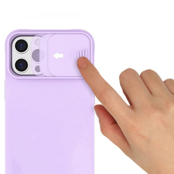 Silicone Lens iPhone 11 Pro Max hátlap, tok, lila