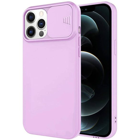 Silicone Lens iPhone 12 Pro Max hátlap, tok, lila