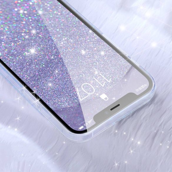 Sulada iPhone 13 Pro Luminous Glitter hátlap, tok, lila