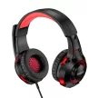 Kaku KSC-586 Led RGB Gaming vezetékes fejhallgató mikrofonnal, 2X 3.5mm jack+ USB vezetékes fejhallgató, fekete-piros