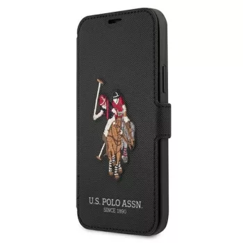   US Polo USFLBKP12LPUGFLBK iPhone 12 Pro Max 6,7" oldalra nyíló tok Polo Embroidery Collection, fekete