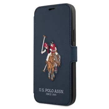   US Polo USFLBKP12MPUGFLNV iPhone 12/12 Pro 6,1" oldalra nyíló tok Polo Embroidery Collection, sötétkék
