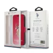 US Polo USFLBKP12MPUGFLRE iPhone 12/12 Pro 6,1" oldalra nyíló tok Polo Embroidery Collection, piros