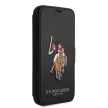 US Polo USFLBKP12SPUGFLBK iPhone 12 mini 5,4" oldalra nyíló tok Polo Embroidery Collection, fekete